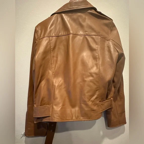 Quince Brown (Burnt Umber) Leather Jacket Size Large - Picture 4 of 6